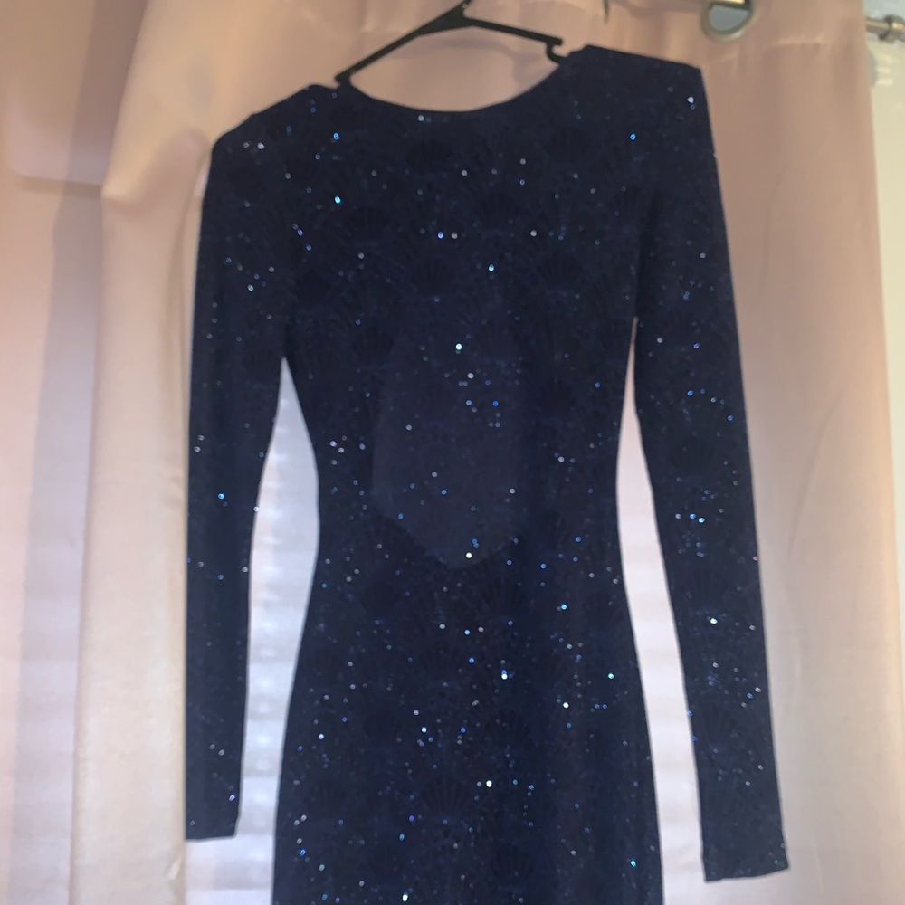 Navy sequin dress. Only worn once! Open back